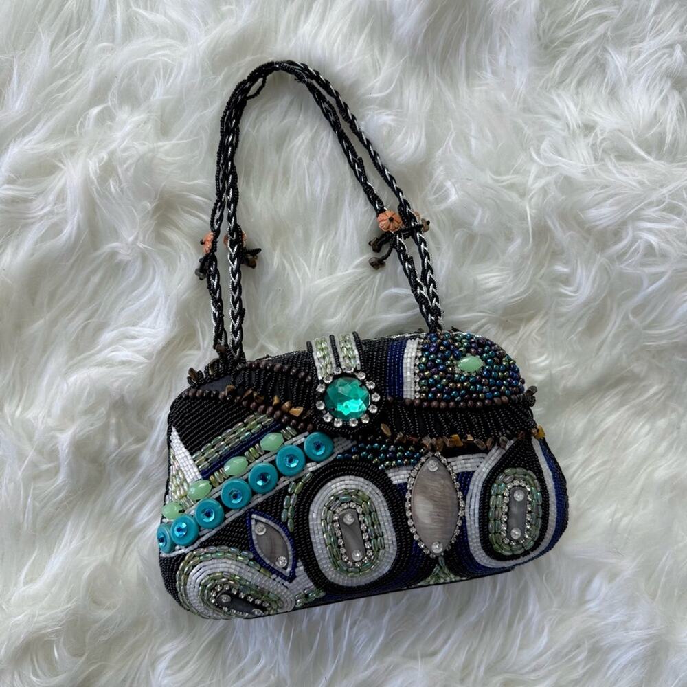 Nicole Lee Collection Evening Beaded & Embellished Mini Purse Vintage Bag Black
